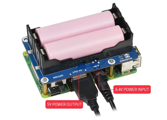 Raspberry Pi 4B/3B+ UPS Battery Pack -5V Lithium Power Supply Module with Rechargeable Battery Cycle Charging