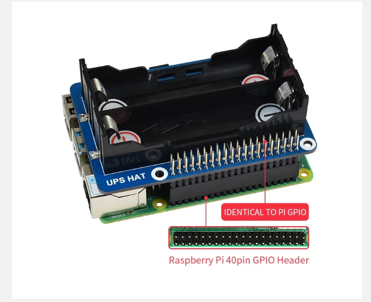 Raspberry Pi 4B/3B+ UPS Battery Pack -5V Lithium Power Supply Module with Rechargeable Battery Cycle Charging