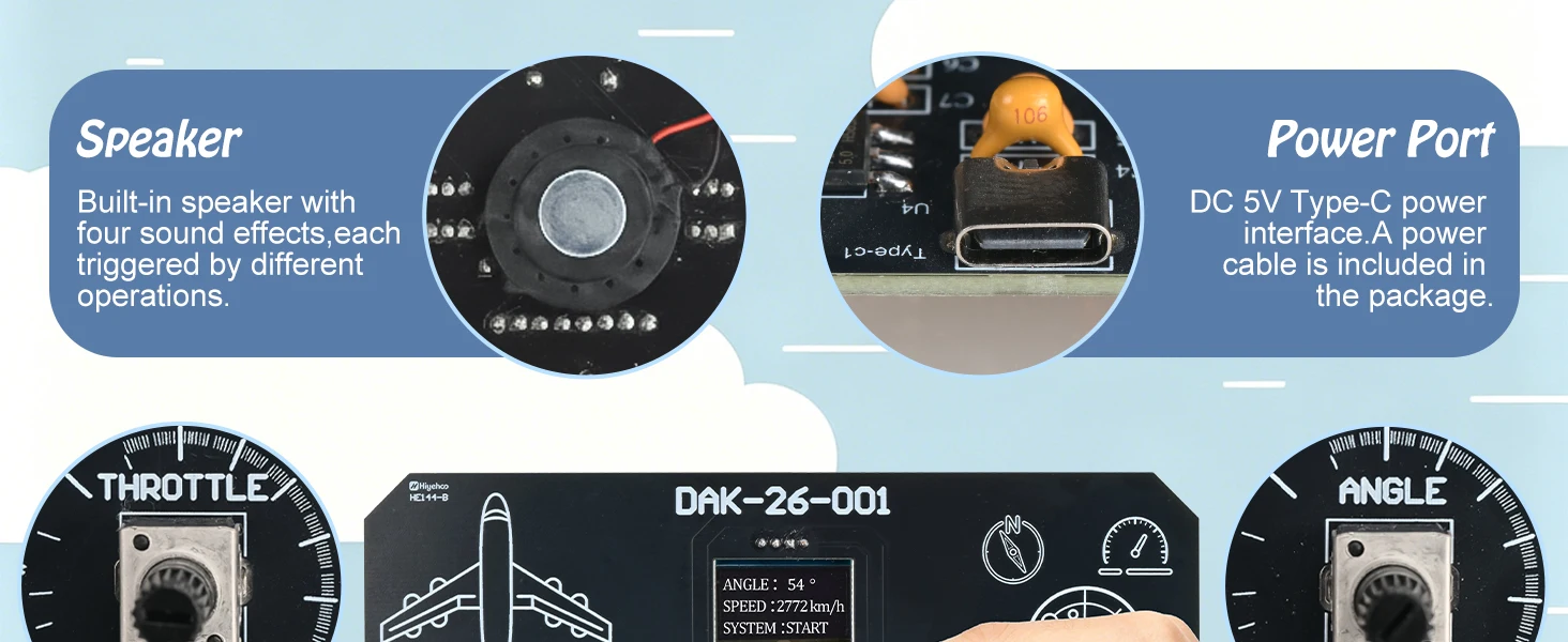 DIY Flight Simulator Console Soldering Kit with LCD Display Sound Effect LED Indicators STEM Electronics Learning Kit for School