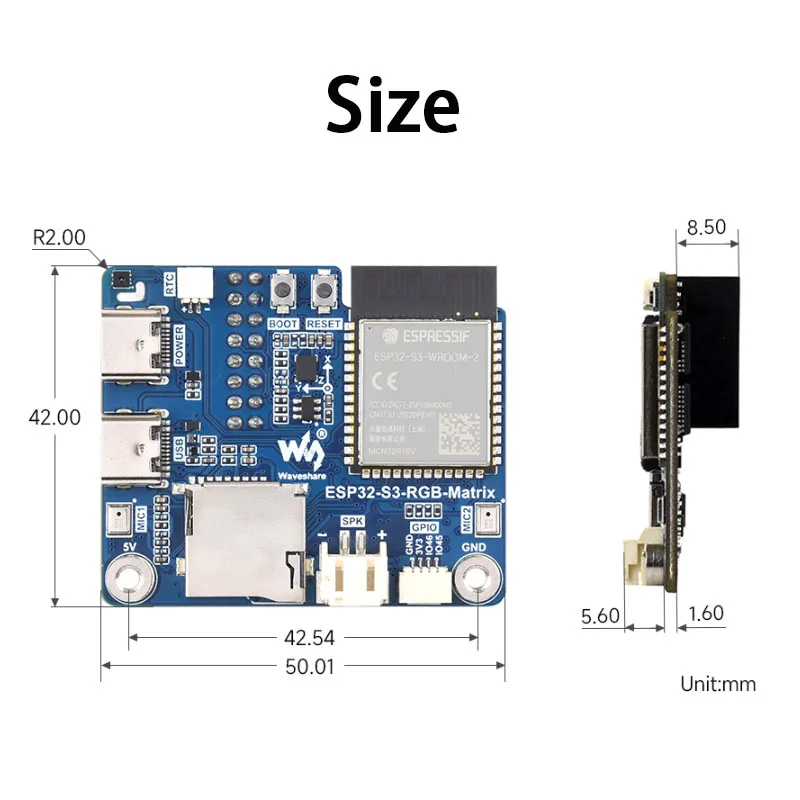 ESP32-S3 RGB Matrix Driver Board With ESP32-S3-N32R16 Module Support LED Display Screens for HUB75 RGB Matrix