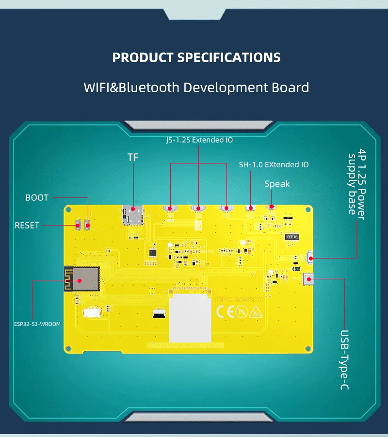 ESP32-S3 HMI 8M PSRAM 16M Flash Arduino LVGL WIFI&Bluetooth 7 " 800*480 Smart Display Screen 7.0 inch RGB LCD TFT Module