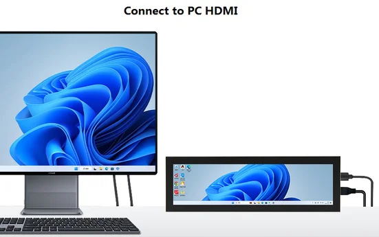 8 Inch IPS USB Secondary Screen 1960*480 Type-C LCD Computer Hardware Monitor CPU RAM GPU IPS HDMI LCD Display