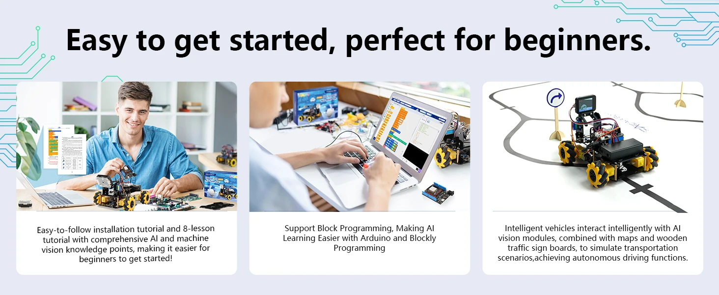 ACEBOTT AI Robot Car Kit with Real-Time Object Detection and Tracking for Arduino Smart Robotics Programming Kit