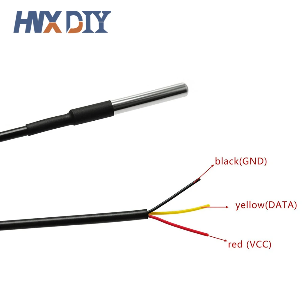20pcs DS18b20 Waterproof Encapsulated Stainless Steel DS18B20 18B20 Temperature Sensor Probe Cable Length 1m 2m 3m 5m 500cm