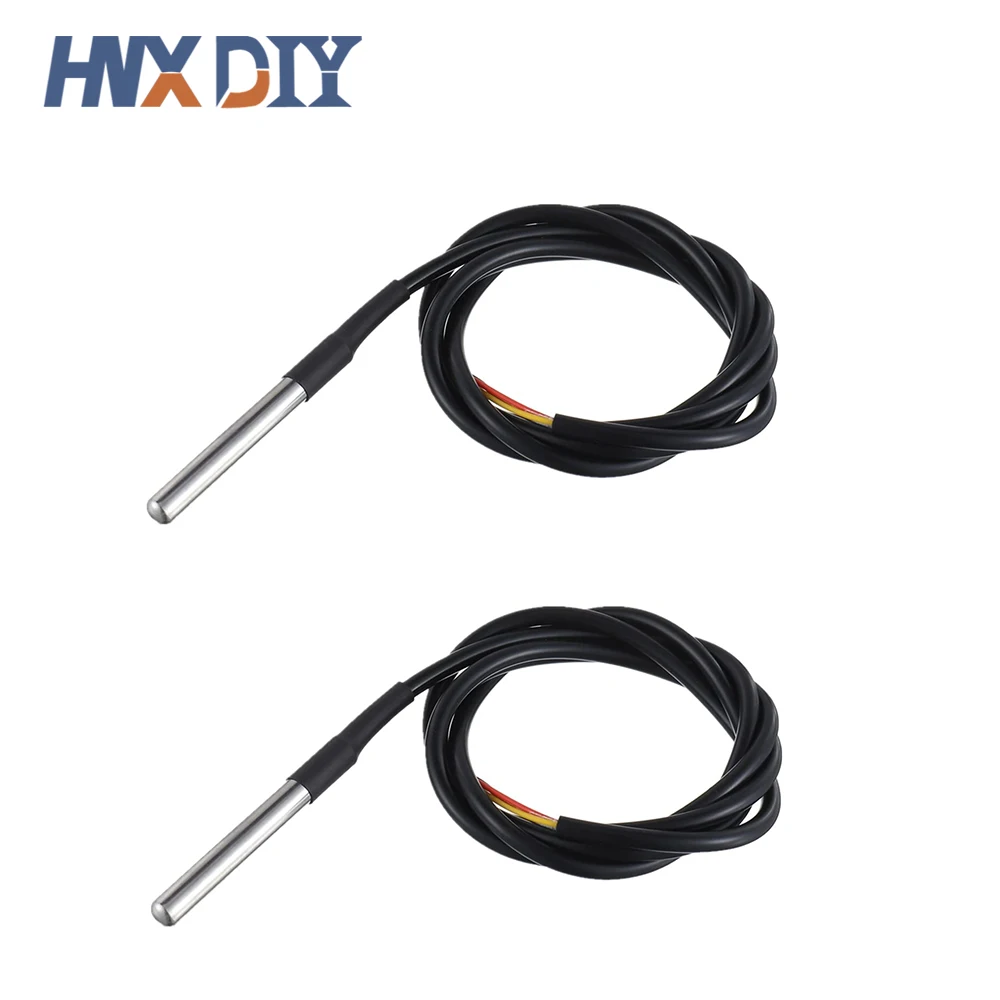 20pcs DS18b20 Waterproof Encapsulated Stainless Steel DS18B20 18B20 Temperature Sensor Probe Cable Length 1m 2m 3m 5m 500cm