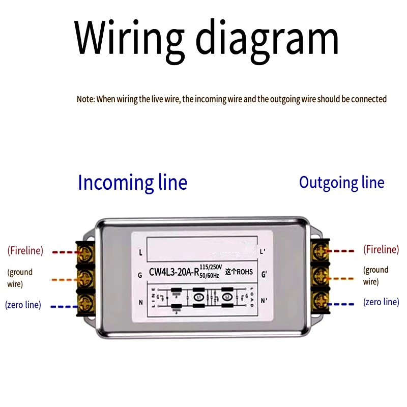 Single-phase AC EMI power filter 220V four-stage CW4L4-3/6/10/20/30A-R Terminal type/rail type anti-interference CW4L4-10A-R