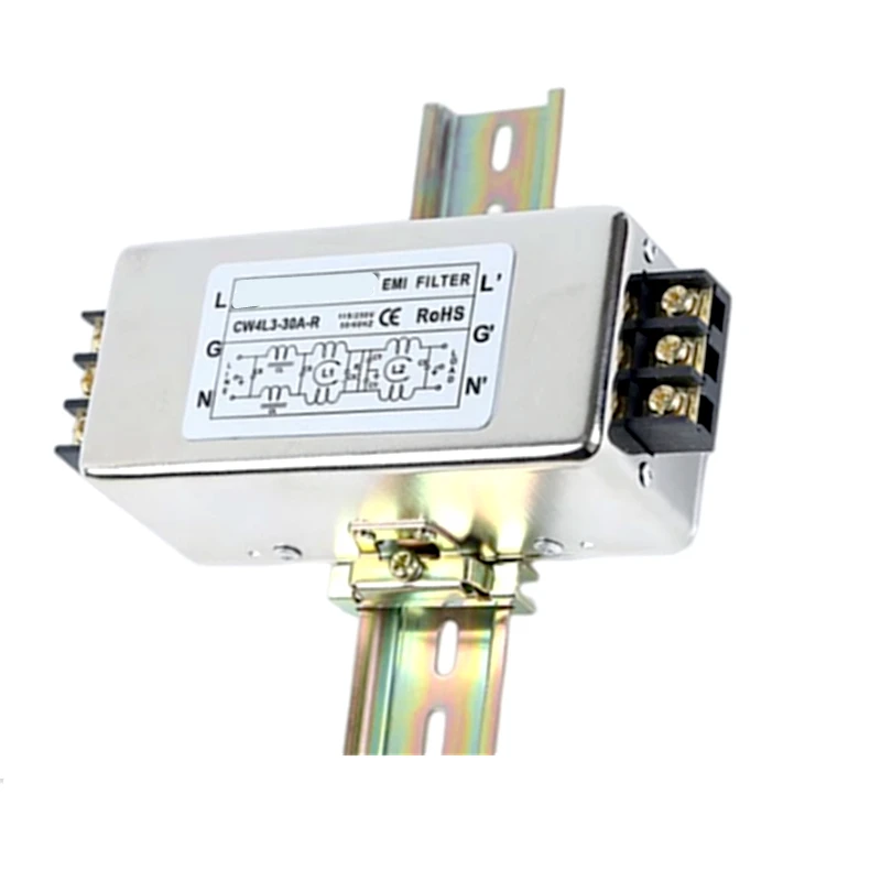 Single-phase AC EMI power filter 220V four-stage CW4L4-3/6/10/20/30A-R Terminal type/rail type anti-interference CW4L4-10A-R