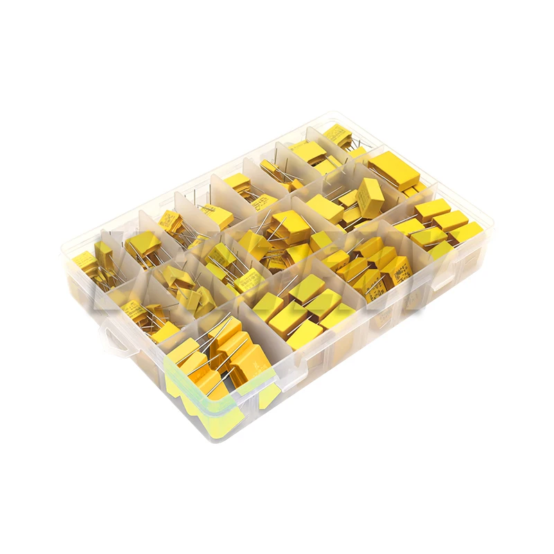 160pcs/Lot Polypropylene Film X2 Safety Capacitor Assorted Kit 275VAC 18Values 102K-225K 1NF-2.2UF Sample Set