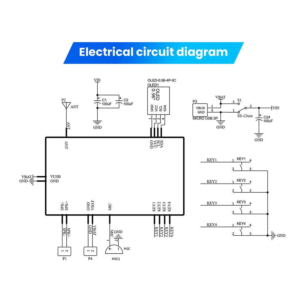 Interphone Radio Electronic DIY Kit Wireless Intercom FM Radio Circuit Board Welding Practice Walkie Talkie DIY Kit Micro USB