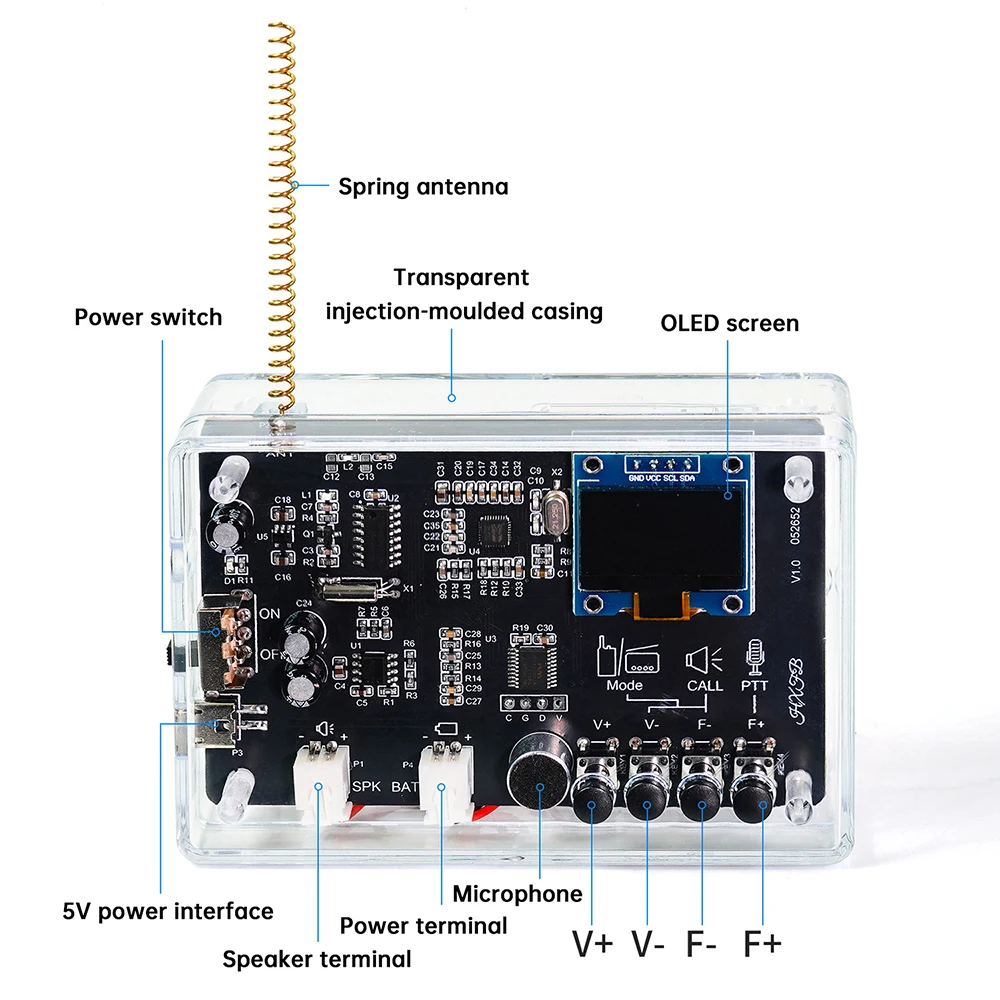 Interphone Radio Electronic DIY Kit Wireless Intercom FM Radio Circuit Board Welding Practice Walkie Talkie DIY Kit Micro USB