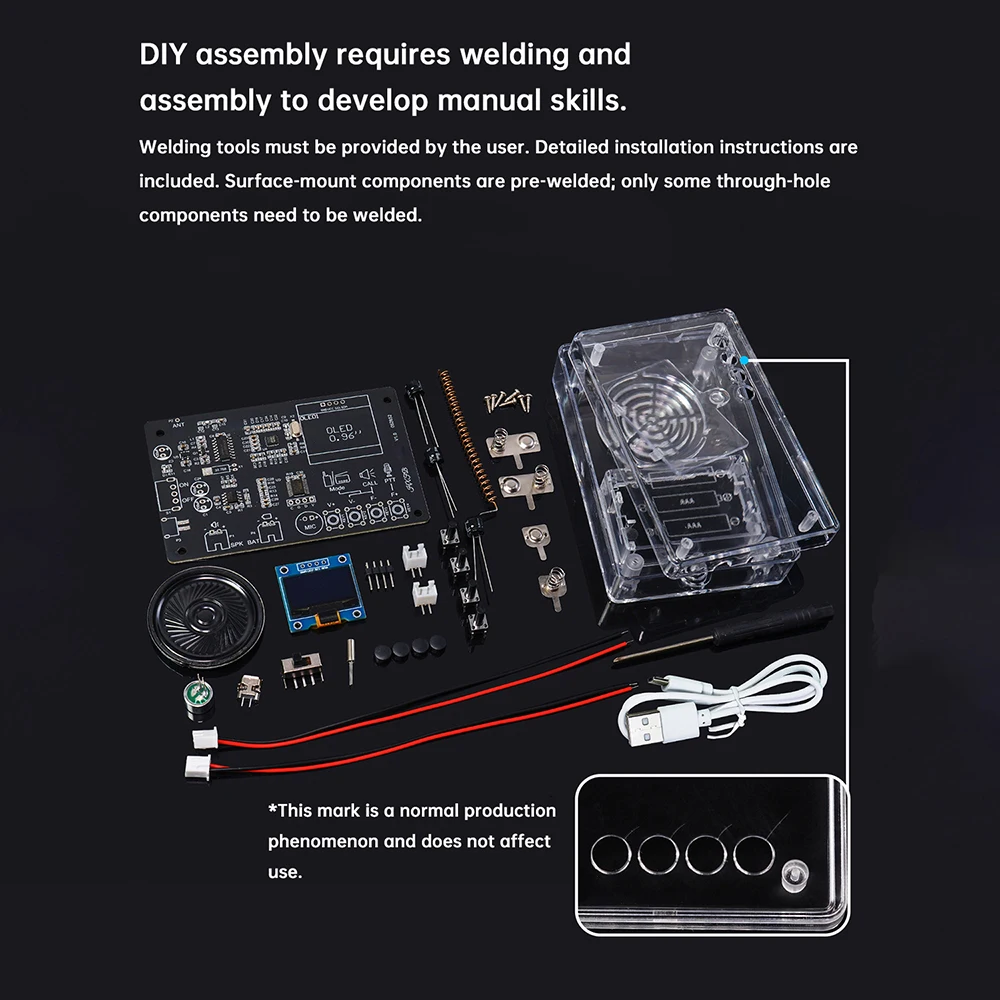 Interphone Radio Electronic DIY Kit Wireless Intercom FM Radio Circuit Board Welding Practice Walkie Talkie DIY Kit Micro USB