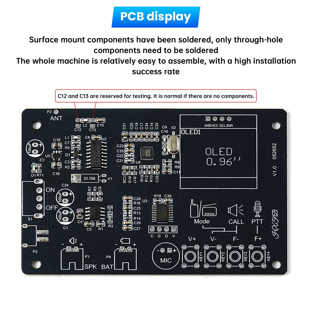 Interphone Radio Electronic DIY Kit Wireless Intercom FM Radio Circuit Board Welding Practice Walkie Talkie DIY Kit Micro USB