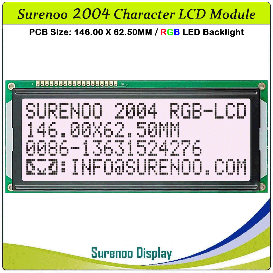 Largest 204 20X4 2004 Character LCD Module Display Screen Panel LCM Yellow Green with LED Backlight