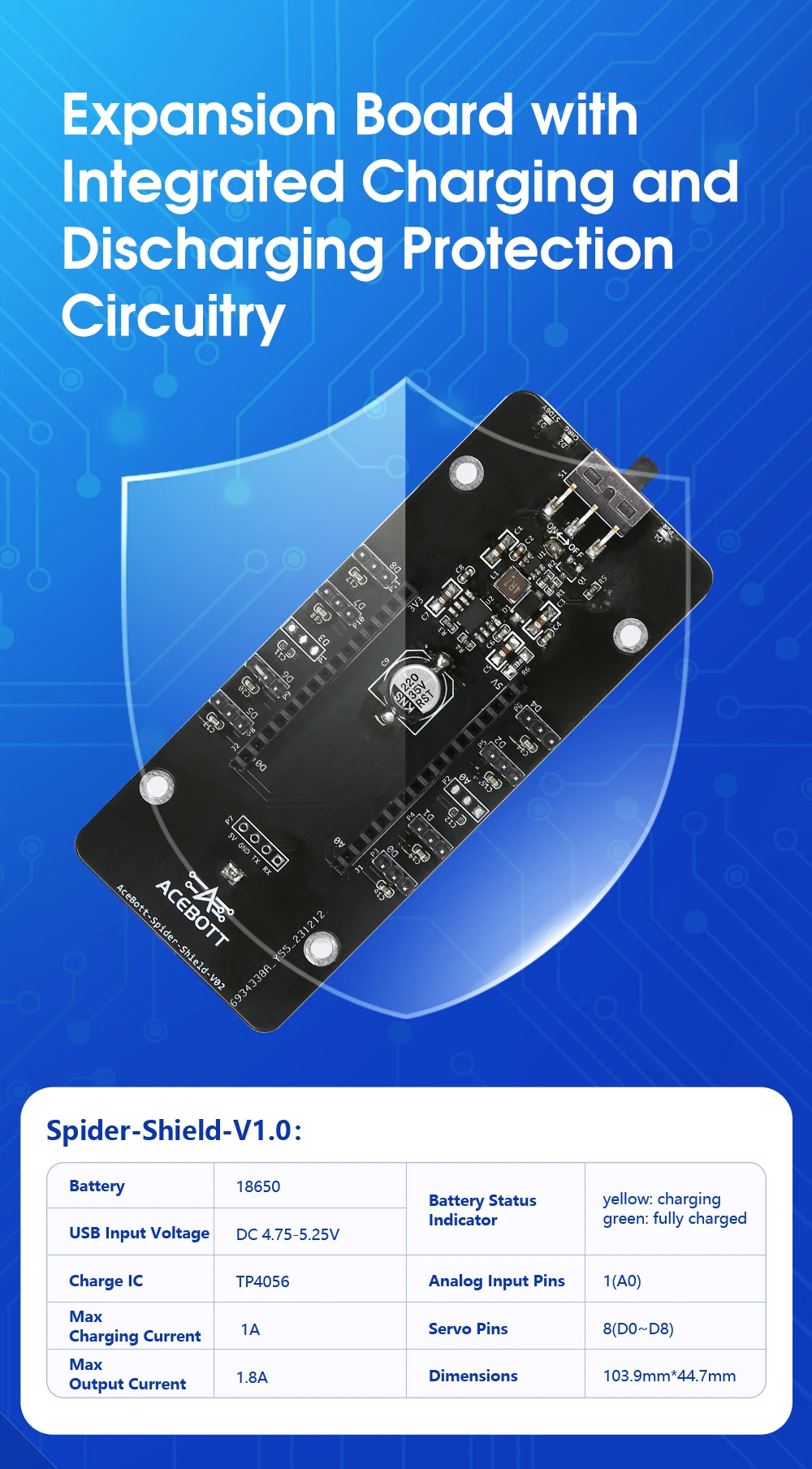 ACEBOTT ESP8266 Bionic Quadruped Spider Robot Kit App Remote Control Walking Crawling STEM Robotics Project for Arduino ESP32