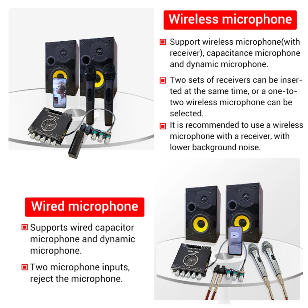 2.1 Channel Bluetooth 5.0 Subwoofer DC15-36V Amplifier Board 220WX2+350W Power Audio Stereo Amplifier Board Bass AMP AUX