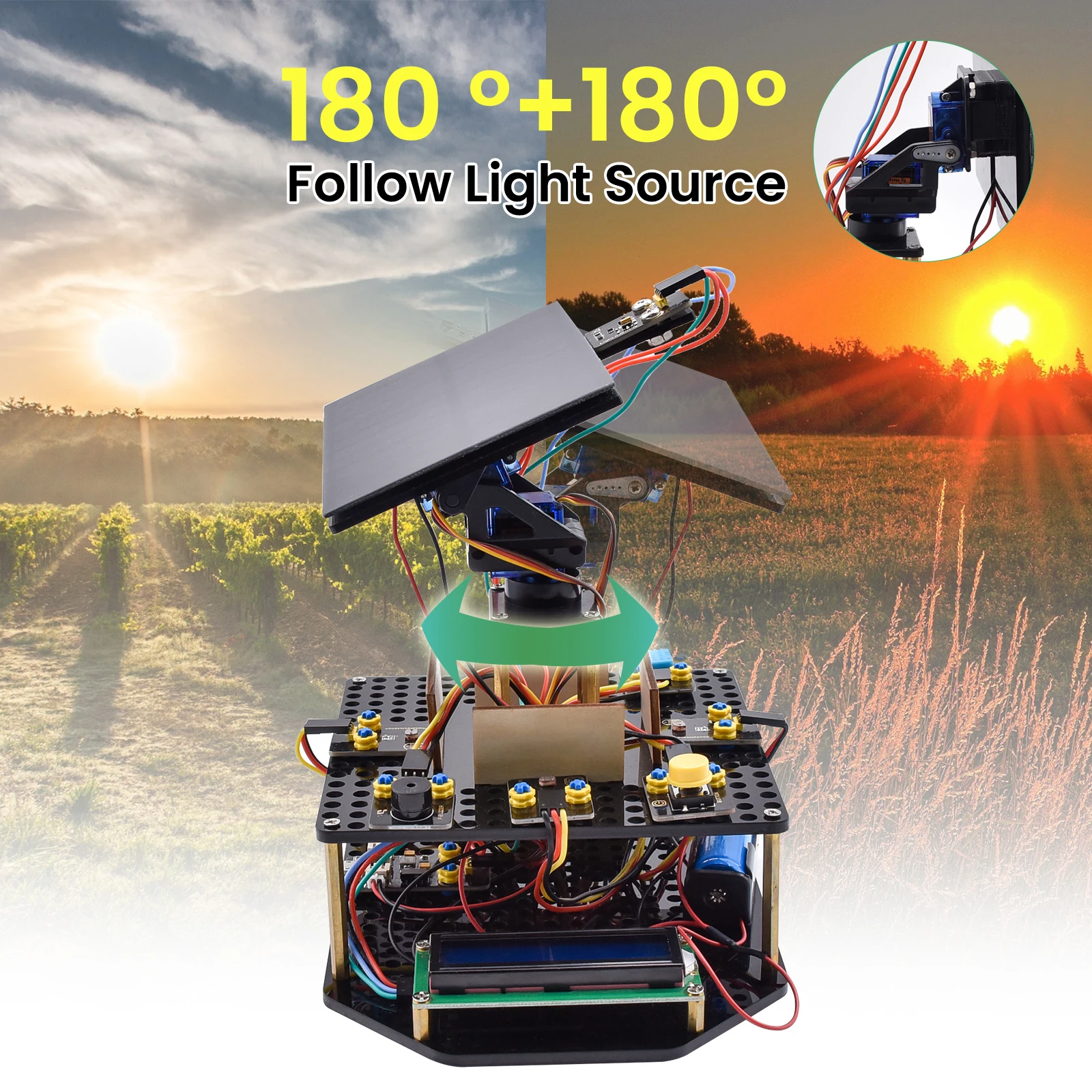 Keyestudio Acrylic Smart Solar Tracker System Tracking Starter Kit For Arduino STEM Programming Kit DIY Mobile Phone Charging
