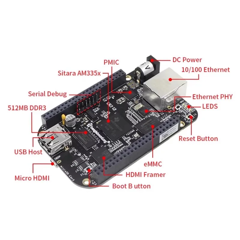 BeagleBone Black AM3358 ARM Cortex-A8 MCU, 4GB eMMC board;