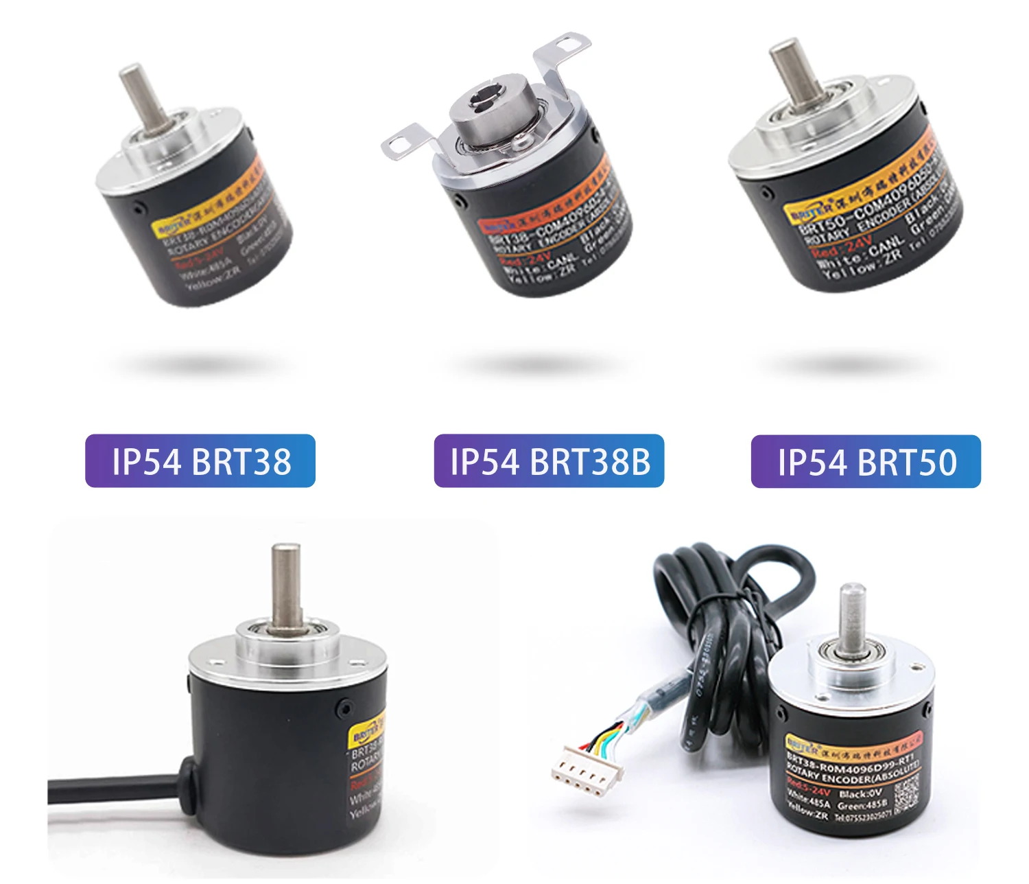 27mm Absolute Rotary Encoder RS485 RS232 CAN CANopen Modbus RTU Communication 6mm Solid Shaft IP54