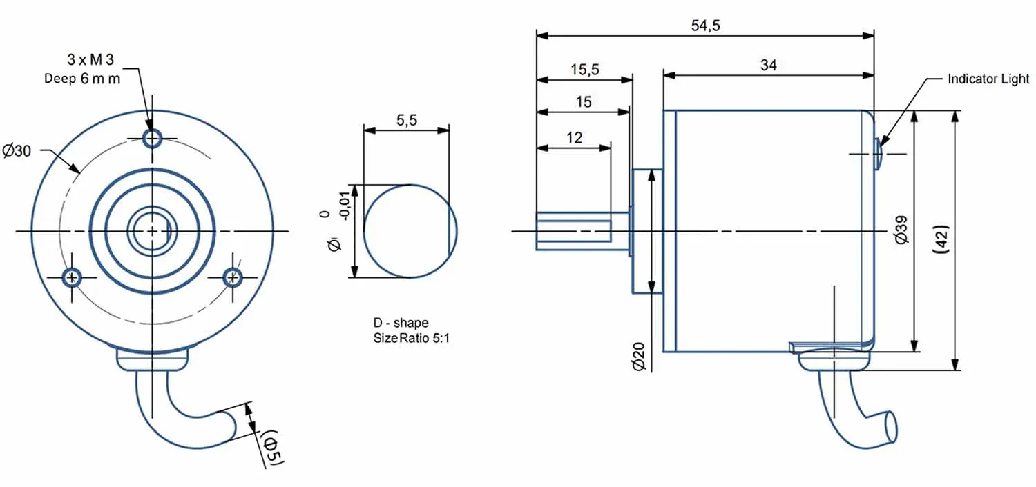 27mm Absolute Rotary Encoder RS485 RS232 CAN CANopen Modbus RTU Communication 6mm Solid Shaft IP54