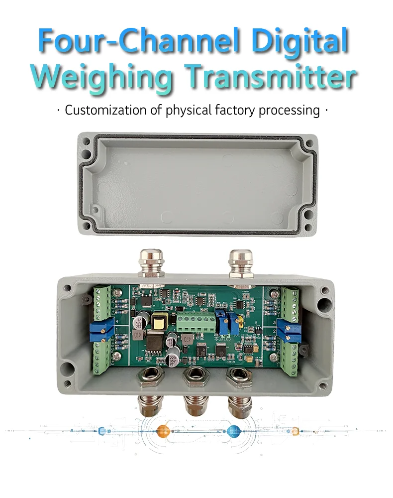 4-in-1-out Voltage/Current Dual Output Digital Weighing Transmitter, DC12-24V, 0-10V/4-20mA Output, For Load Cell Sensors