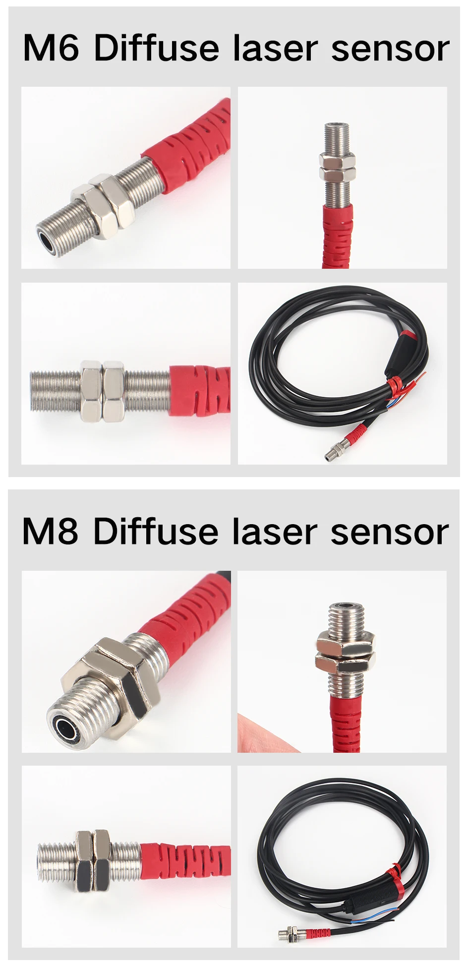 GTRIC Small Laser Photoelectric Sensor Diffuse Reflection Elbow 10-30VDC NPN PNP M05 06 Adjustable Distance Mini Optical Switch