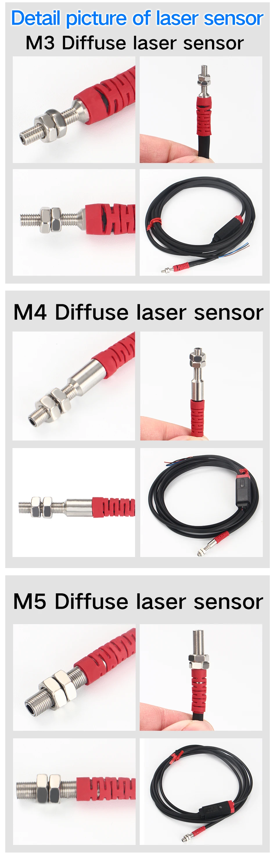 GTRIC Small Laser Photoelectric Sensor Diffuse Reflection Elbow 10-30VDC NPN PNP M05 06 Adjustable Distance Mini Optical Switch