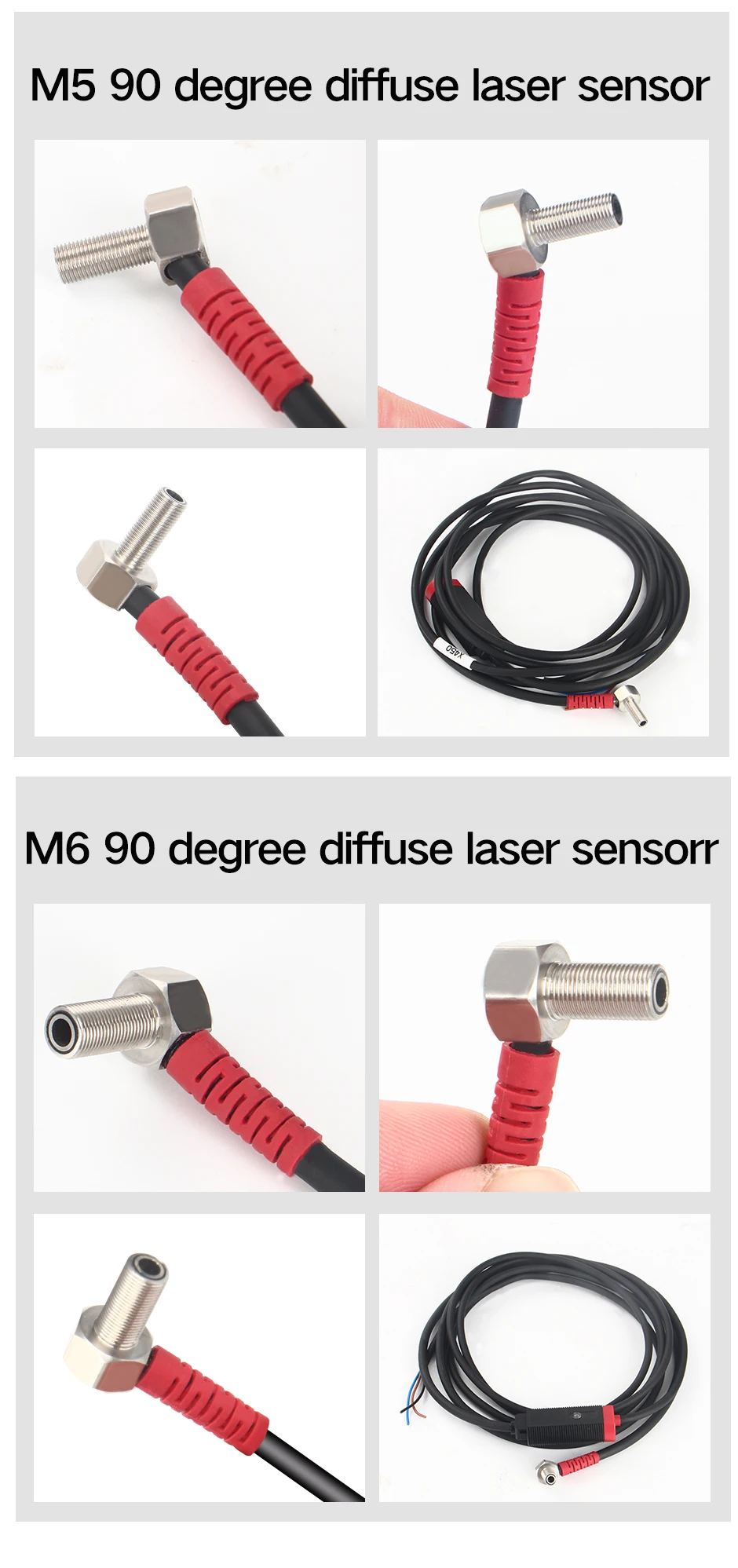 GTRIC Small Laser Photoelectric Sensor Diffuse Reflection Elbow 10-30VDC NPN PNP M05 06 Adjustable Distance Mini Optical Switch