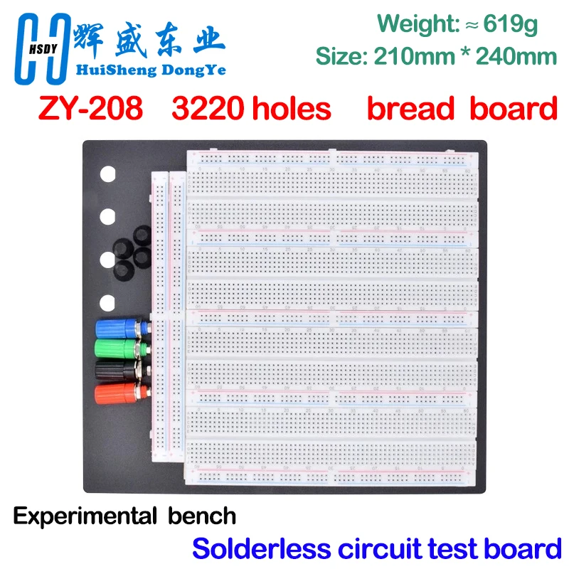 3220 Holes Solderless Breadboard Solderless Circuit Test Board ZY-208 MB-102 Four Combination Boards