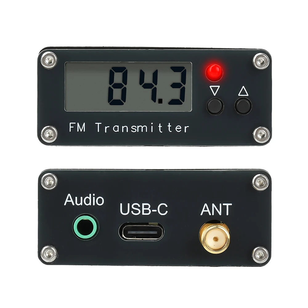 2000 Meter Fm Transmitter 0.5W Digital Display Fm Transmitter Stereo 76-108Mhz Type C Interface