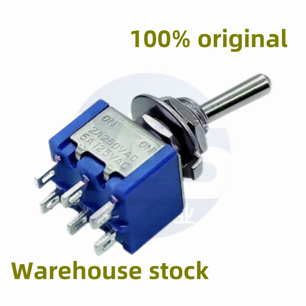 100pcs MTS202 Blue Toggle Switch DPDT Double Pole Double Throw 2 Positions ON-ON 250V 3A 125V 6A MTS-202