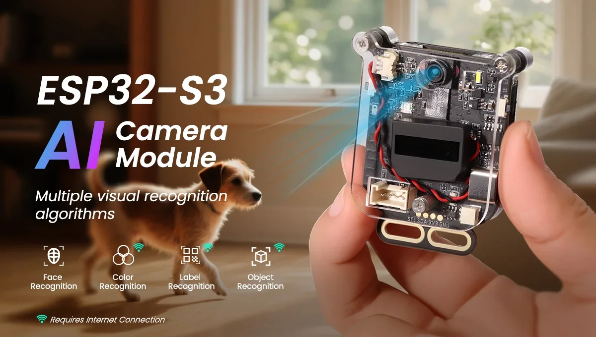 Elecrow ESP32-S3 Mini AI Vision Camera Module with 1.83inch Screen WiFi BLE Audio Control Dev Kit for IoT Projects