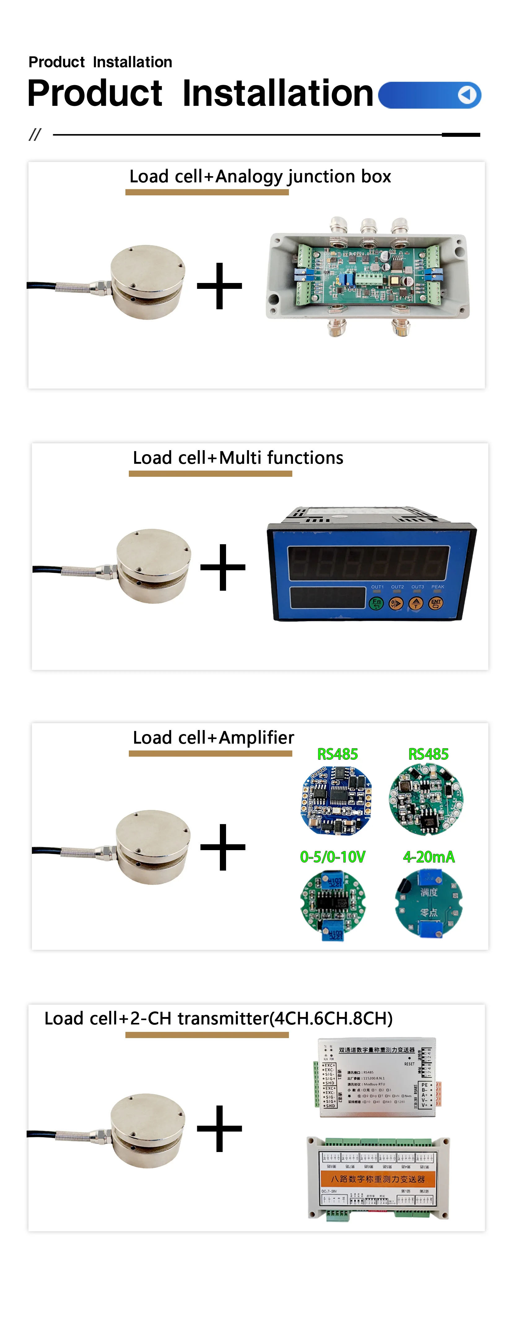 Multiple Size Mini Load Cell Weighting Sensor 50kg 100kg 1t 2t 3t 5t Spoke Force Sensor for Automation Industrial Measuring