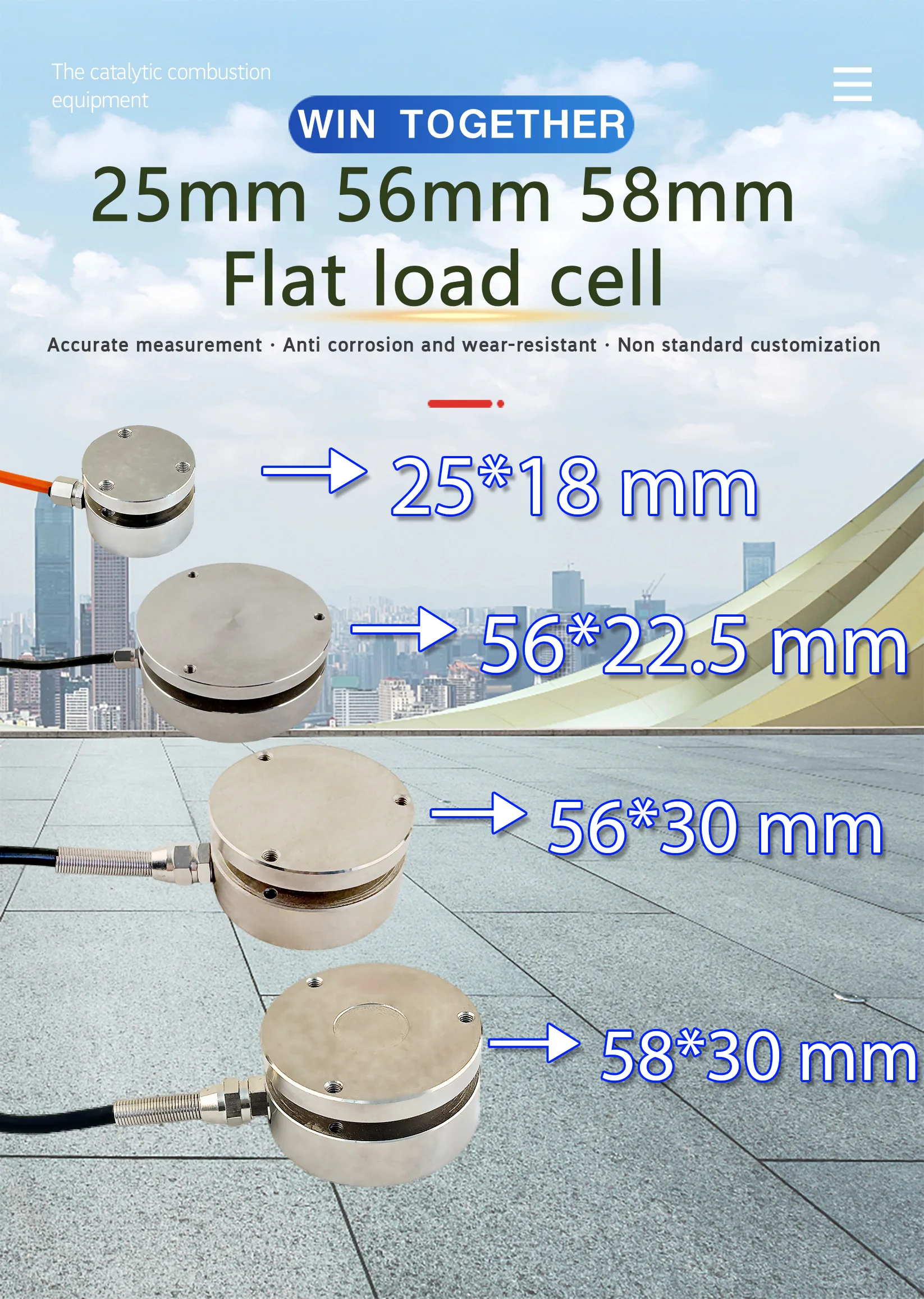 Multiple Size Mini Load Cell Weighting Sensor 50kg 100kg 1t 2t 3t 5t Spoke Force Sensor for Automation Industrial Measuring