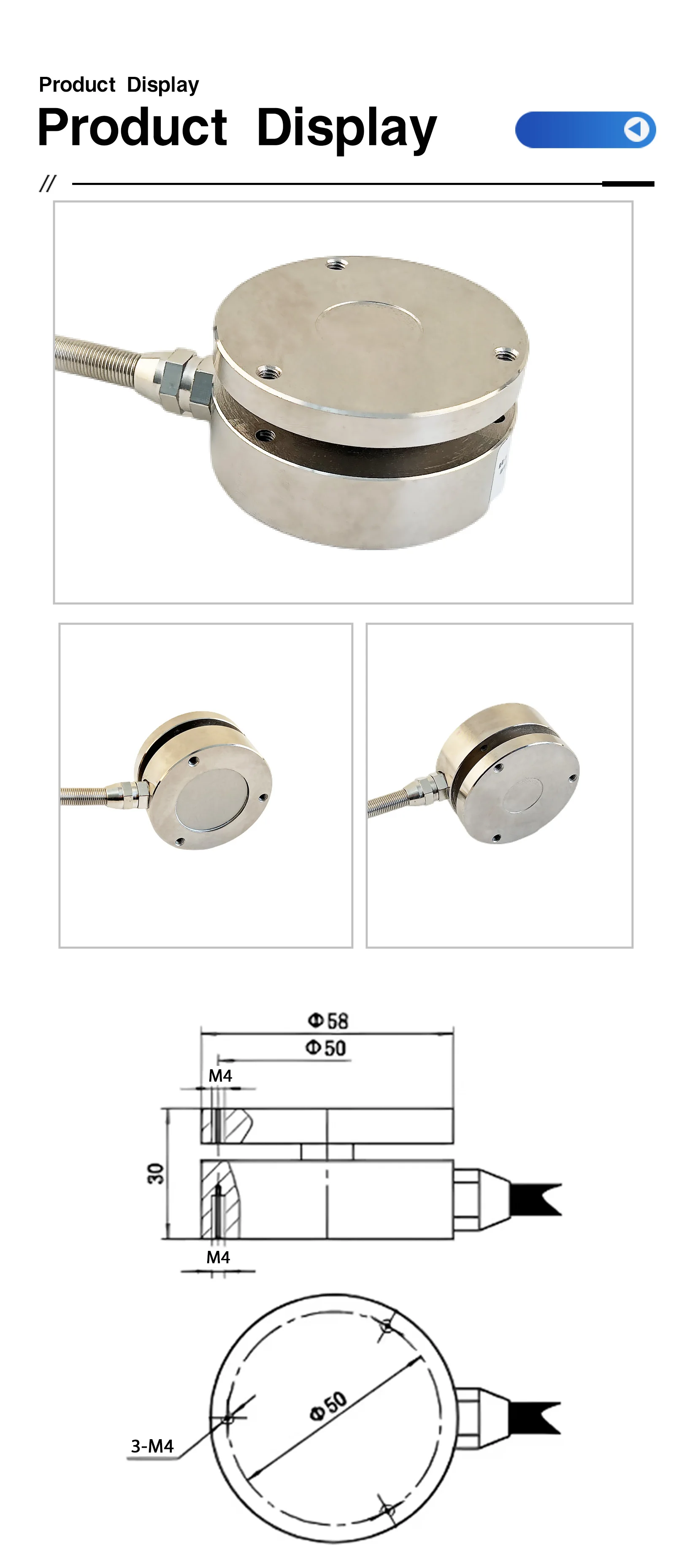 Multiple Size Mini Load Cell Weighting Sensor 50kg 100kg 1t 2t 3t 5t Spoke Force Sensor for Automation Industrial Measuring