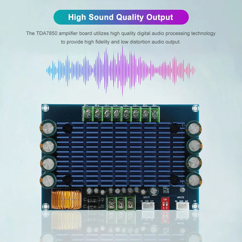 XH-M180 TDA7850 Switchable Audio Amplifier PCB Board DC 12V 2/4 Channel Stereo High Power Digital AMP Board Electronic Component