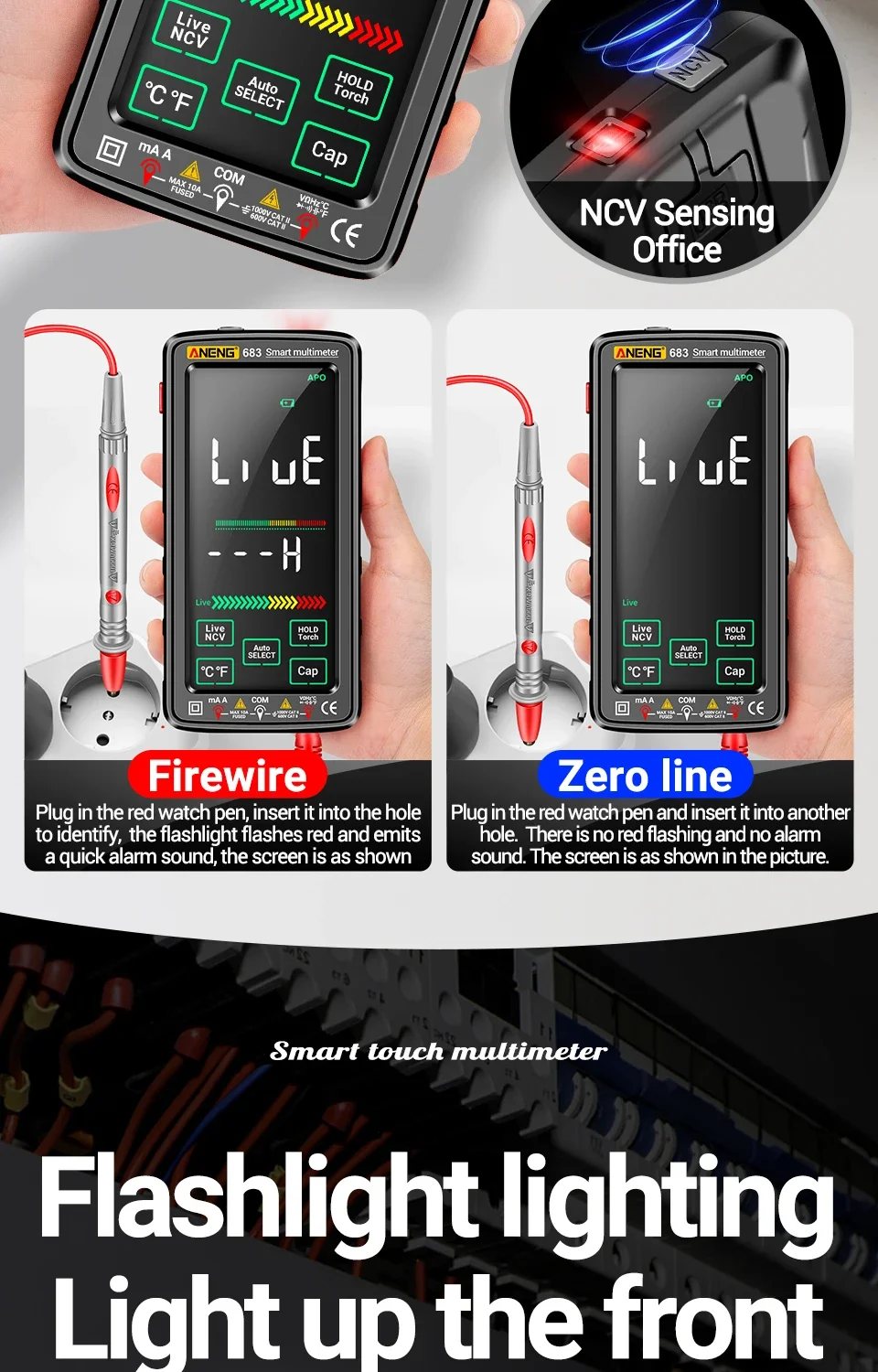 ANENG 683 Pro Digital Multimeter High-end Touch 6000 Counts Rechargeable DC Voltage Tester Current MeterOhm Diode Measuring tool