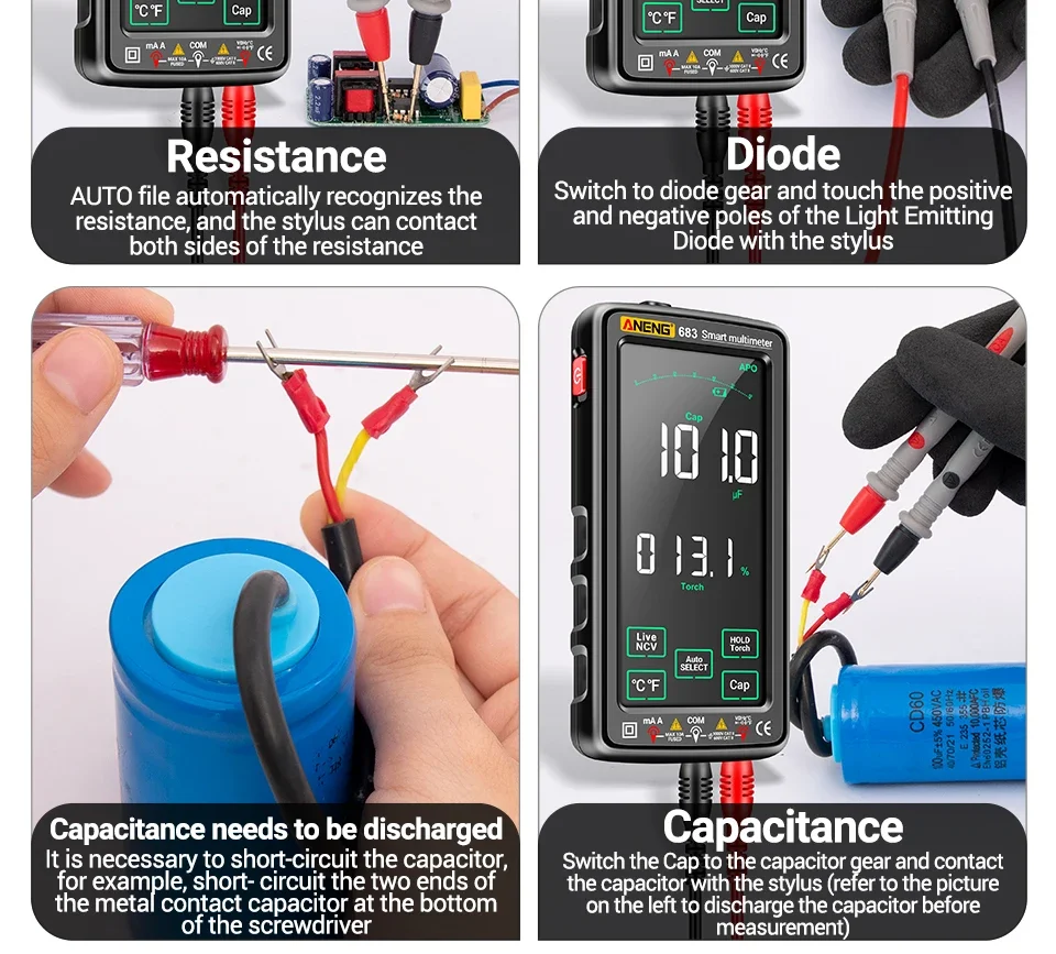 ANENG 683 Pro Digital Multimeter High-end Touch 6000 Counts Rechargeable DC Voltage Tester Current MeterOhm Diode Measuring tool