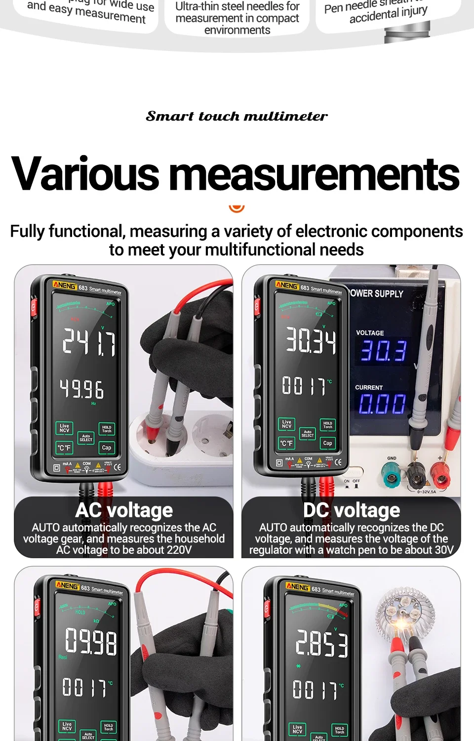 ANENG 683 Pro Digital Multimeter High-end Touch 6000 Counts Rechargeable DC Voltage Tester Current MeterOhm Diode Measuring tool
