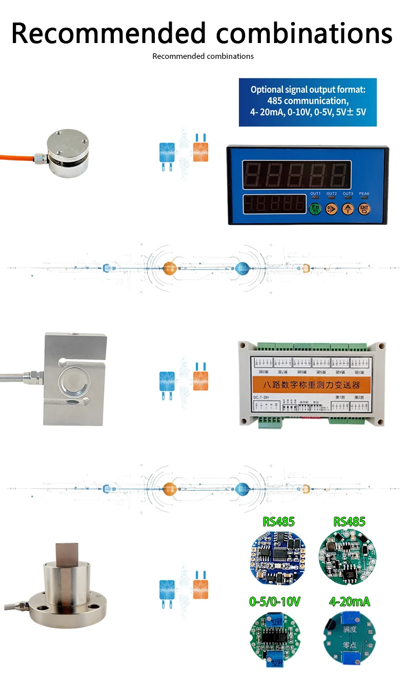 0-50kg Force Sensor Tension Load Cell with LED Display Control Meter High Accuracy 0.05% FS for Weighing System Kit  Testing