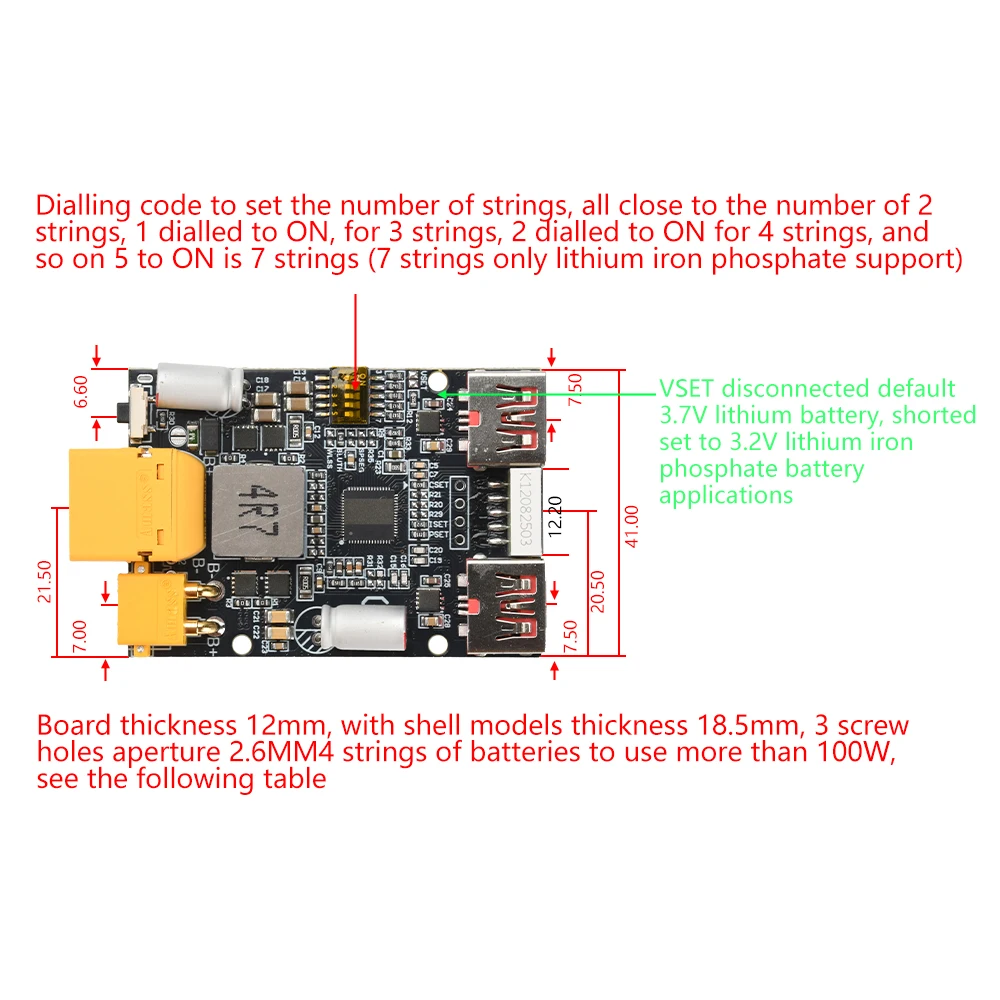 2-7S DC 5-20V 100W Fast Battery Charger Module PD Decoy Lithium Battery Charger Support PD2.0/3.0/3.1 PPS FCP QC2.0/3.0/3.0+ SCP