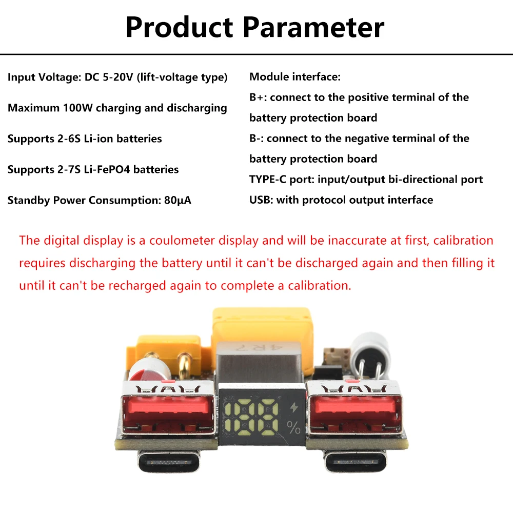 2-7S DC 5-20V 100W Fast Battery Charger Module PD Decoy Lithium Battery Charger Support PD2.0/3.0/3.1 PPS FCP QC2.0/3.0/3.0+ SCP