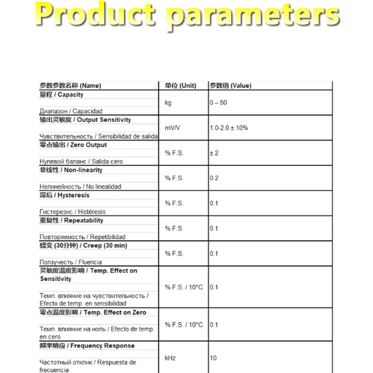 Micro Column Load Cell 0-50kg 2.0mV/V Output Stainless Steel Pressure Sensor Anti-corrosion 10kHz FastResponse OEM Customizable