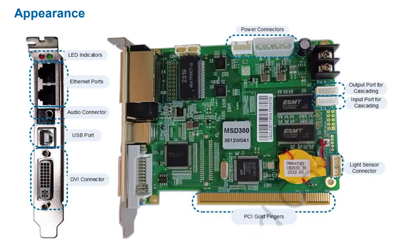 Novastar HD LED Sending Card MSD300 Compatible With Nova MSD300-1 for LED Display Controller 1.3 2.6 Million Pixel