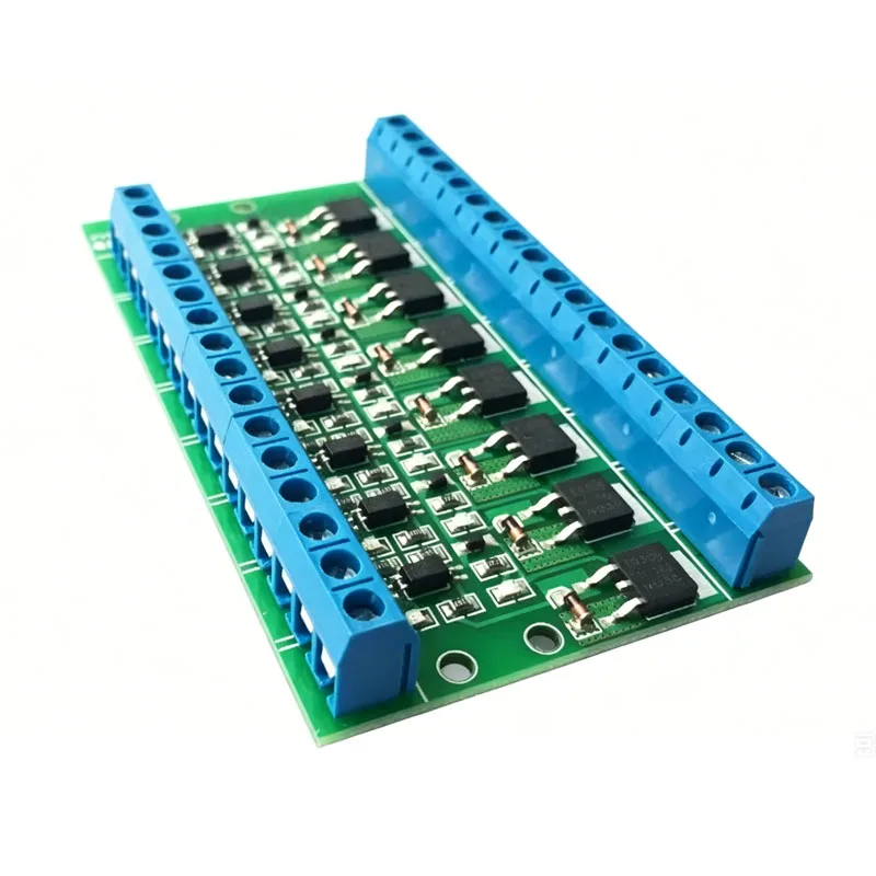 8-Channel Opto-Isolated MOSFET Driver Module DC 3.7-27V 10A Per Channel, PWM 3-20V Input, 0-20kHz, for PLC Signal Amplification