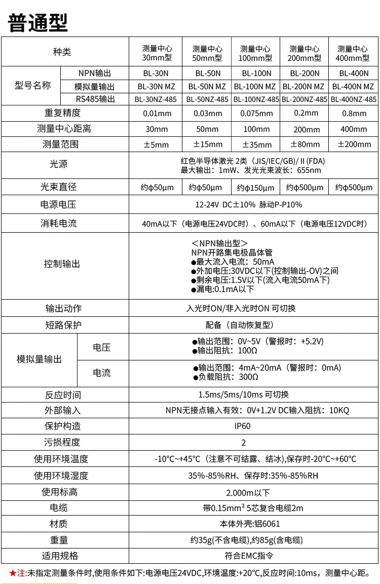 485 Switch Analog BL-100N Displacement Ranging Sensor Thickness Measurement Distance Measurement Height Sensor BL-30NMZ