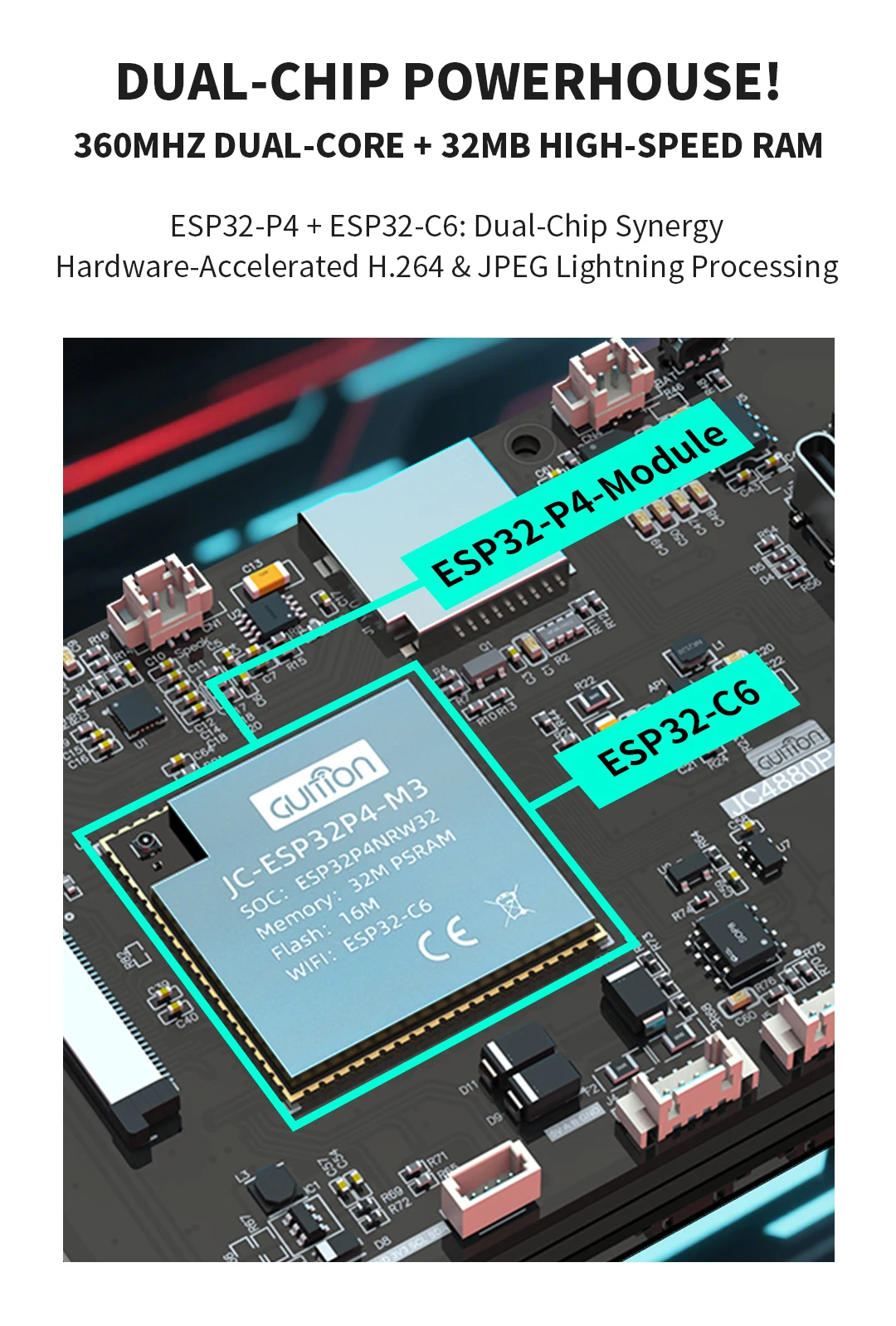 4.3-inch 480 * 800 IPS capacitive touch ESP32P4 development board ESP32-C6 development board
