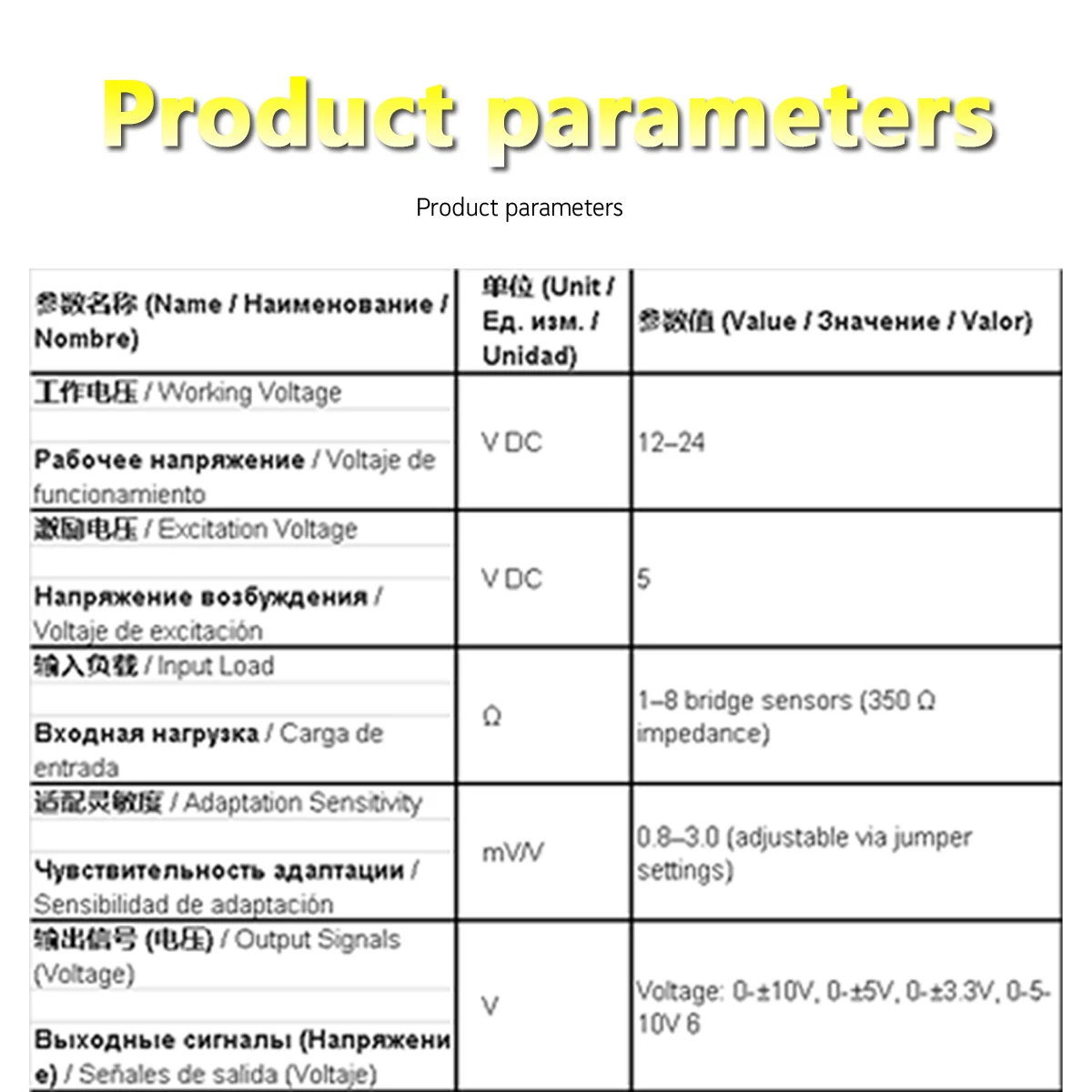 Industrial Load Cell Amplifier & Signal Converter for 1-8pcs 350Ω Bridge Sensors, Voltage/Current (0±5V, 0±10V, 0-5/10V, 4-20mA)