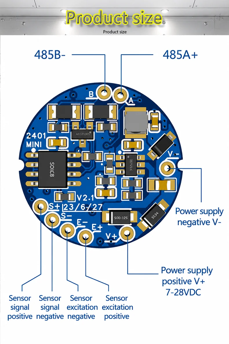 Built-in 485 Digital Weighing Transmitter Load Cell Amplifier Board 1/500000 Resolution Modbus Output