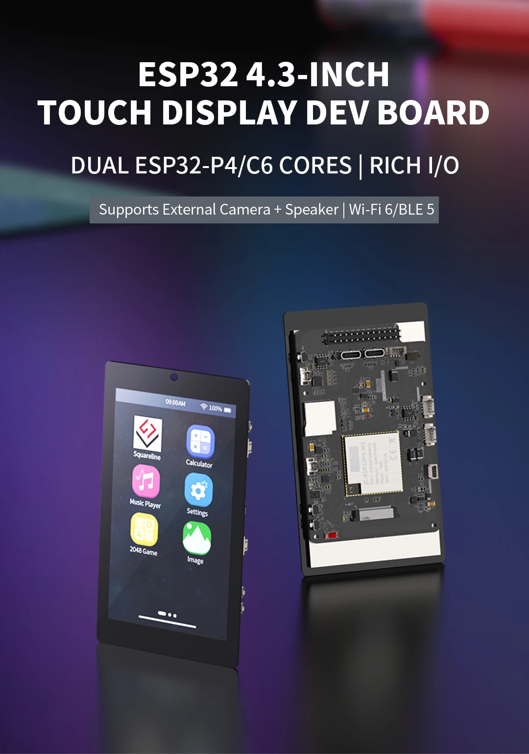 4.3-inch IPS capacitive screen (480 * 800) development board supports ESP32-P4/ESP32-C6 touch programming