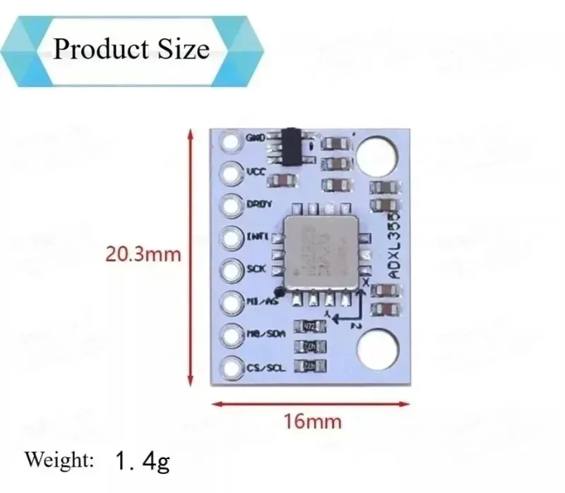 ADXL355 ADXL357 Three-Axis Accelerometer Sensor Module, Industrial-Grade Low Power Digital Output
